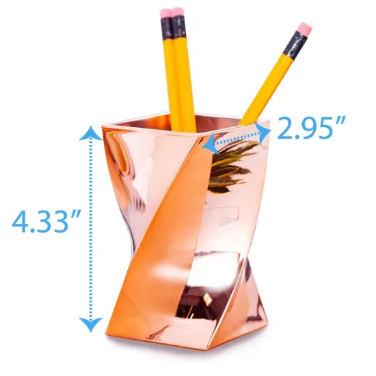 Zodaca Wave Pen Holder, Pencil Cup Office Desk Organizer Makeup Brushes Storage, Rose Gold {5}