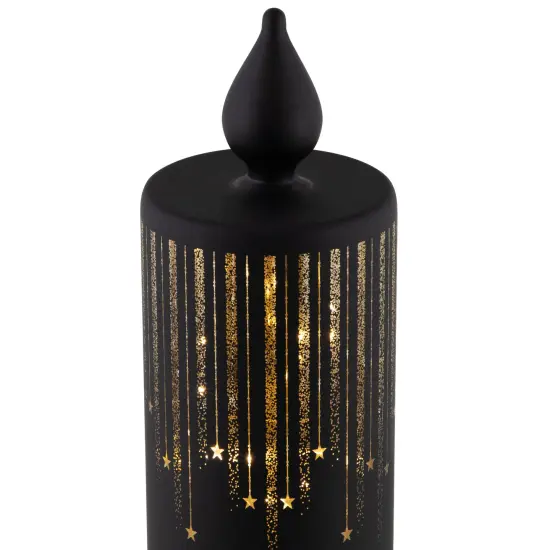 Northlight LED Lighted Glass Candle with Stars Christmas Decoration - 9.5" - Large Black {6}