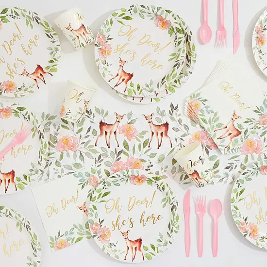 Oh Deer Baby Shower Decorations, White Paper Napkins (6.5 In, 50 Pack) {4}