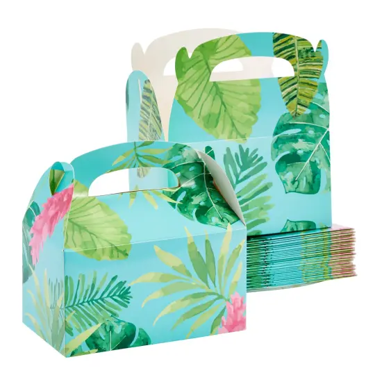 Treat Boxes - 24-Pack Paper Party Favor Boxes, Tropical Floral Design for Birthdays and Events, 6 x 3 x 3 inches Blue {1}