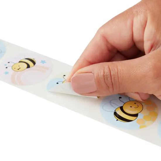 1000 Pieces Bumble Bee Stickers for Kids, Classroom Reward, DIY Crafts, Round, 9 Designs (1.5 In) Multicolor {5}