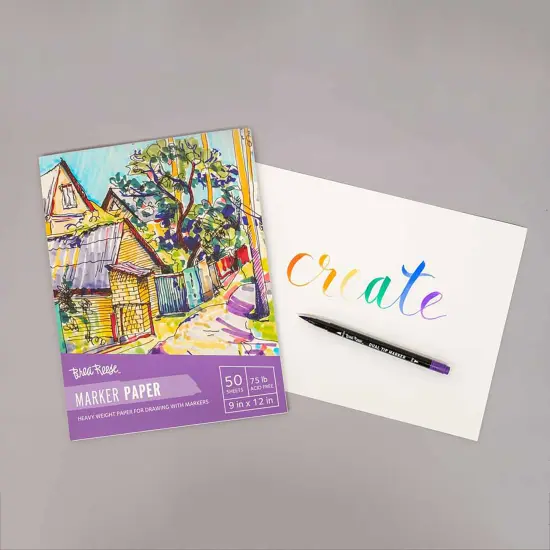 Brea Reese: Marker Paper Pad 50 Sheets - 9x12" - 75lb, Acid-Free, Durable & Smooth Surface, Perfect for Blending Markers, Adult Art Supplies {4}