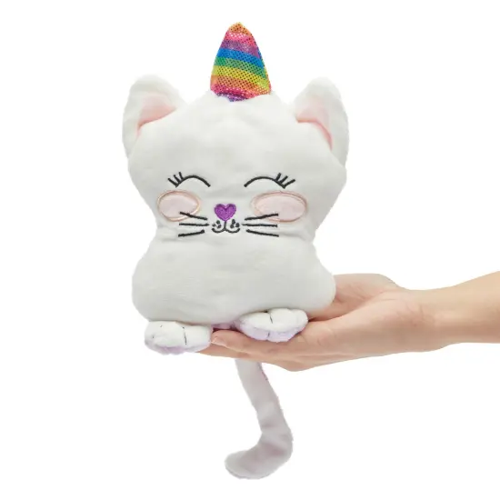 Small Reversible Caticorn Plush Toy, Lavender and White Caticorn Plushie with Rainbow Horn (6 x 12 In) Multicolor {5}