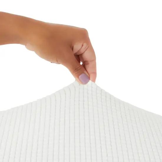 2 Pack Stretch Outdoor Cushion Covers for Patio Furniture and Sofas, Reversible (Medium, White) {5}