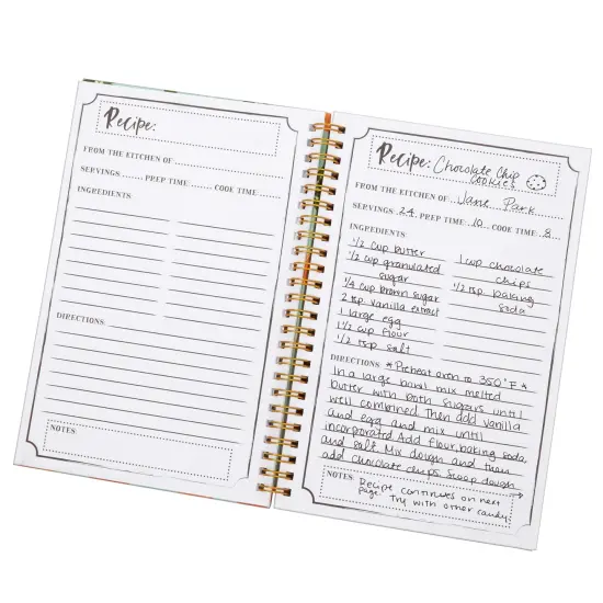 Pipilo Press Blank Recipe Book to Write in Your Own Recipes, 120 Pages, 8 Sections, Floral and Orange Theme, Laminated Hardcover (5.5 x 8.5 In) {6}