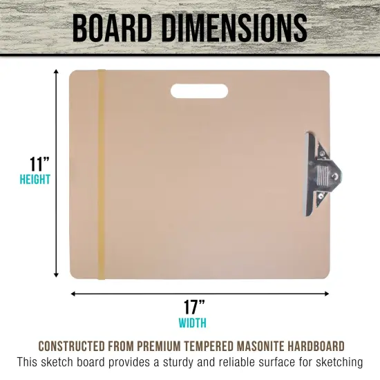 11" x 17" Artist Sketch Tote Board - Lightweight Hardboard Drawing Board with Handle, Clip & Rubber Band for Art, Sketching, Travel, Studio {3}