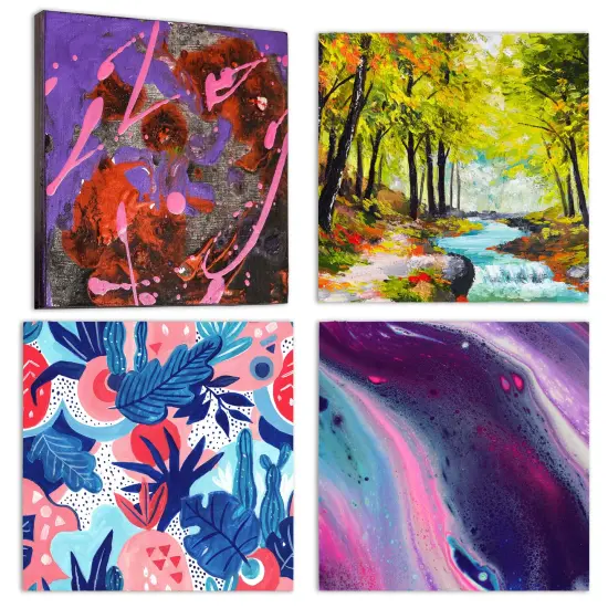 Unfinished Cradled Wood Panels for Painting, 2 Pack of 24x24 inch - Studio Birch Wooden Canvas Boards 3/4" Deep - Mixed-Media Craft, Acrylic, Oil, Encaustic, Paint Pouring Panel Board {6}