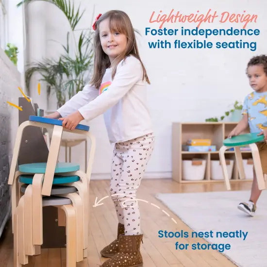 Bentwood Stackable Stools, Classroom Furniture, 6-Piece Contemporary {3}