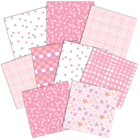 BABY GIRL PATTERN 12 X12 SCRAPBOOK PAPER SET {2}