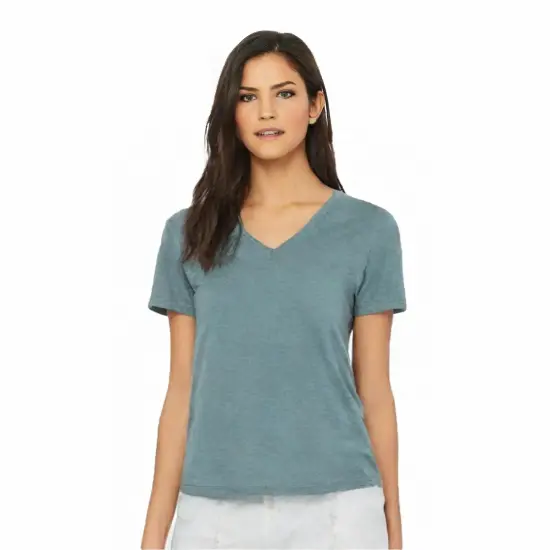 BELLA + CANVAS&reg; Women's Relaxed Heather CVC V Neck Short Sleeve T-Shirt - 6405CVC Heather slate {1}
