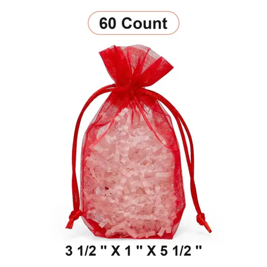 Flat Bottom Organza Bags 3 1/2 '' X 1 '' X 5 1/2 '' for Elegant Gifts Red {1}