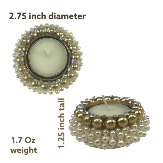 Pearl Tealight Candle Holder Festival of Light Decorative T-light Holder for Diwali Navratri Christmas Thanksgiving Housewarming Gift Candle Stand for Centerpiece Dining Table Home Decor {6}