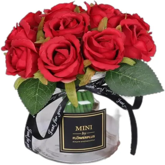 12pcs Artificial Flowers Silk Realistic Roses DIY Bouquet (Spring Red) {4}