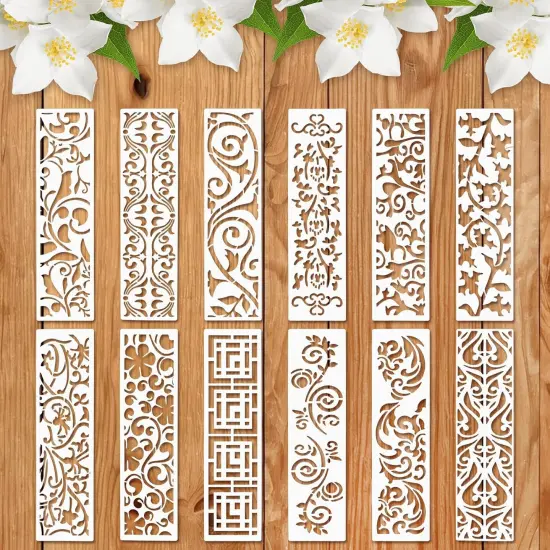 12 Pieces Border Leaf Stencil {1}