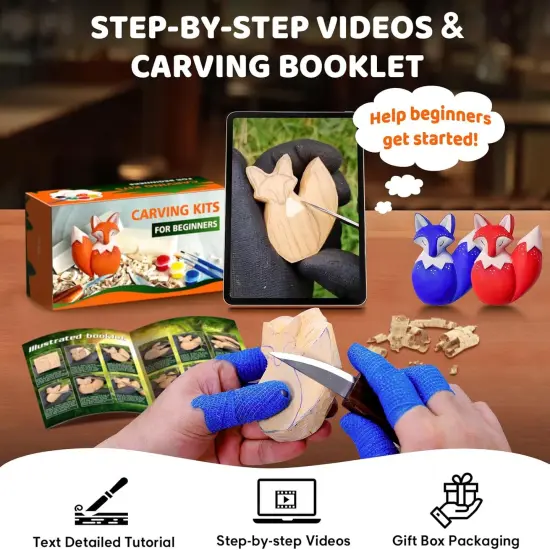 Fox Theme Wood Whittling Kit for Adults and Kids Hobbies {2}
