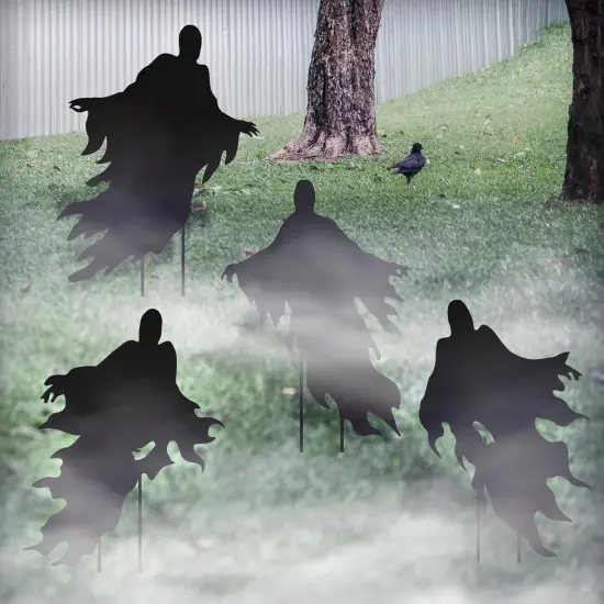 4Pack Halloween Ghost Yard Signs with Stakes Scary Silhouette Outside {5}