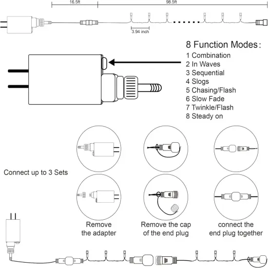 Halloween String Lights with 8 Lighting Modes - Purple {5}