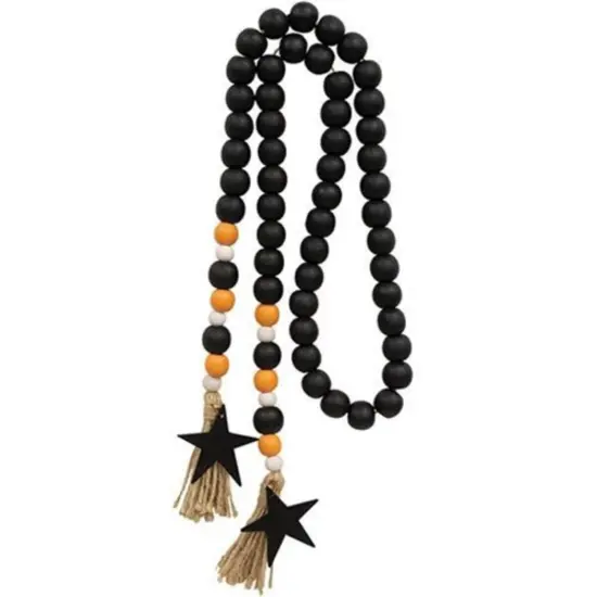 Halloween Beaded Garland with Black Star Charm 48 Inch Jute String {1}