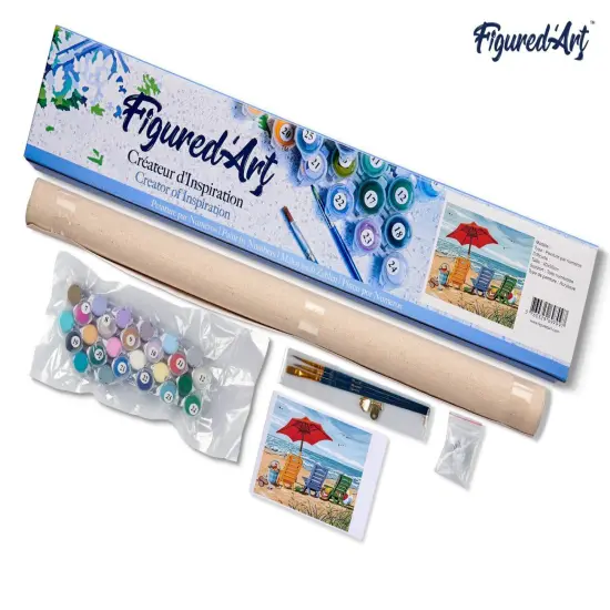 Figured'Art Paint by Numbers for Adults Beach Chairs 16"x20" - Craft Art Painting DIY Kit Rolled Canvas without frame {5}