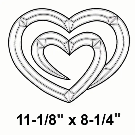 11-1/8" x 8-1/4" Exquisite Clear Glass Two Hearts Bevel Cluster EC253 {2}