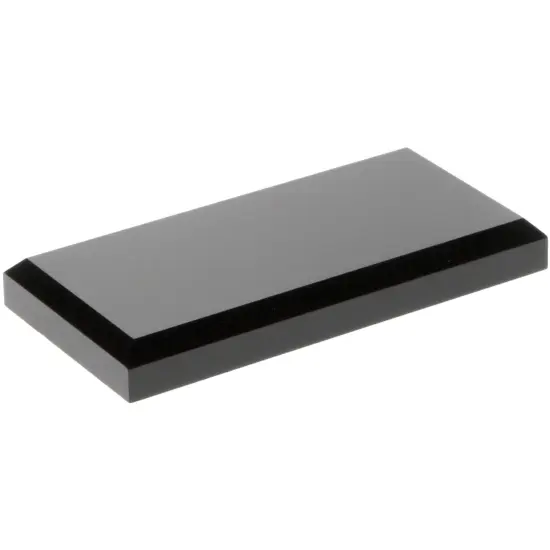 Plymor Black Acrylic Rectangular Beveled Display Base, 4" W x 2" D x 0.5" H {1}