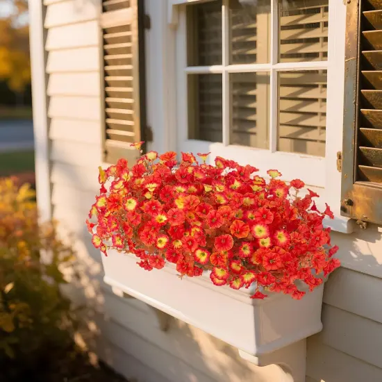 2 Bundles Artificial Flowers - Morning Glory Petunias (Orange) {2}