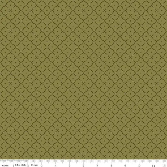 The Awe of Autumn Grid Green 43"/44" Fabric Per Yard {1}