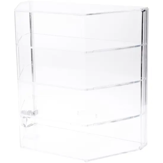 Plymor Clear Acrylic Locking Display Case with Angled Sides and Sliding Back, 3 Shelves {1}