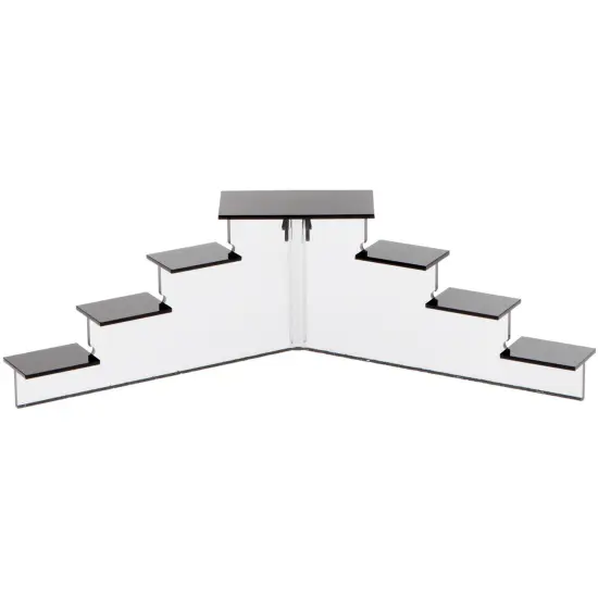 Plymor Black Acrylic (Mirrored) 7-Item Mini Display Stairs, 4.125" H x 14.75" W x 6" D {1}