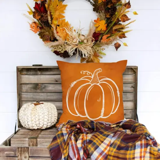 Fall Pumpkin Maple Leaves Pillow {3}