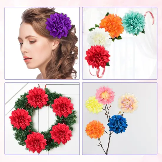 Artificial Flowers Bulk, 3.5 Inch Big Fake Dahlias Flowers Heads, 15 Pcs {5}