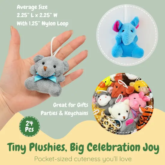 Wrapables Mini Stuffed Animal Plush Toys, Keychain Decoration, Party Favors, Stocking Stuffers, Easter Egg Basket Fillers (Set of 24) {2}
