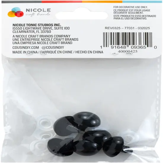 CousinDIY Shank Back Solid Eyes 18mm 2/Pkg-Black {2}