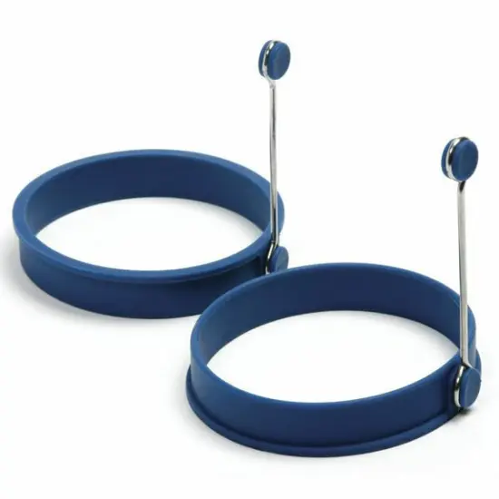 Norpro Nonstick Silicone Round Shaped Pancake and Egg Rings with Handles - Blue {1}