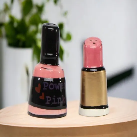 Ceramic Nail Polish And Lipstick Salt & Pepper Shakers, Home D&eacute;cor, Gift for Her, Gift for Mom, Gift for Friend or Coworker, Kitchen D&eacute;cor {2}