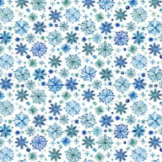 Snowy Sparkle Digital Cuddle Blue Fabric per yard {2}