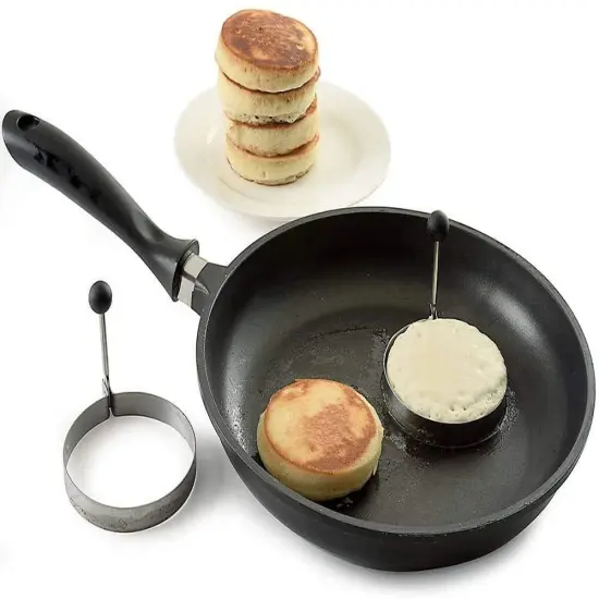 Norpro Non Stick Stainless Steel Round Shaped Pancake / Egg Rings with Handles - 2 pack {2}