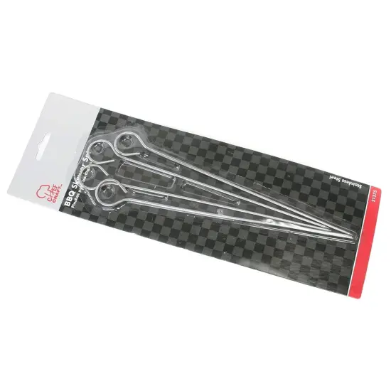 Chef Craft 9" Long Stainless Steel BBQ Skewer 4 Piece Set - Great for Grilling Kebobs {2}