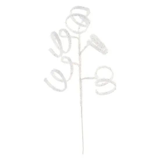 39" Iridescent Curly Hanging Spray: White/Silver {1}