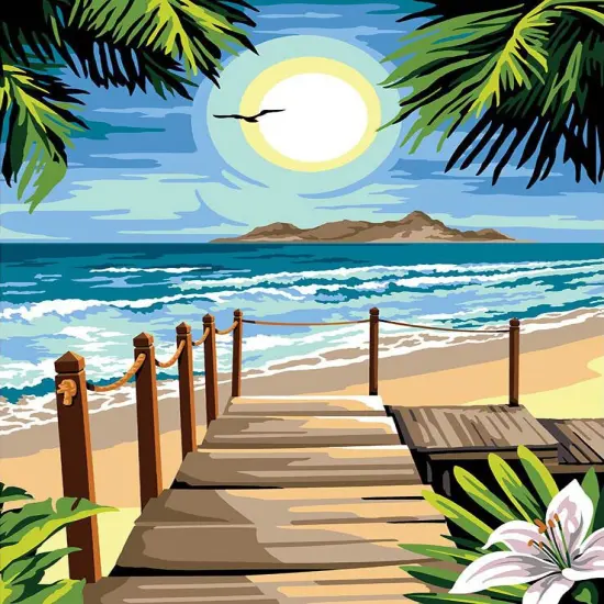 Needlepoint canvas for halfstitch without yarn The Pontoon Of The Islands MRC1345184 Margot de Paris Printed Tapestry Canvas {1}