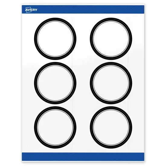 Avery Printable Round Labels, Double Black Border, 3" Diameter, Glossy White Round Labels, Permanent, Laser/Inkjet, 60ct, Great for Product Labels {1}