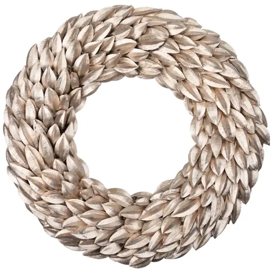 Northlight Champagne Gold Budding Leaves Glitter Christmas Wreath - 12" - Unlit {3}