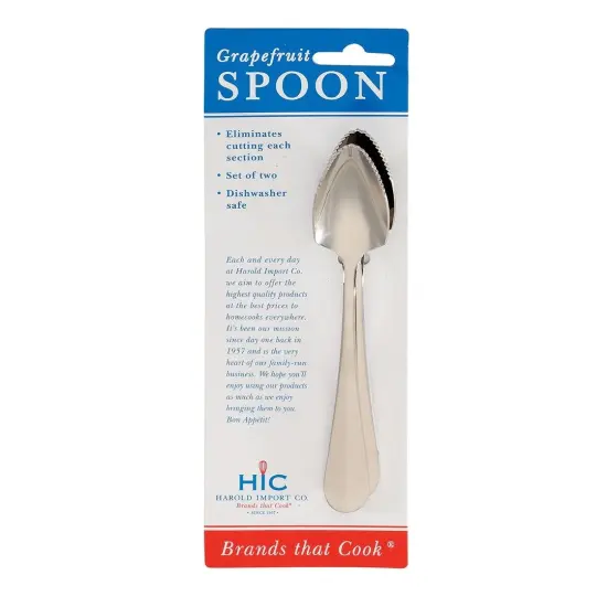 HIC 2pc Stainless Steel Grapefruit Spoons - Serrated Knife Edge Fruit Scoop {2}