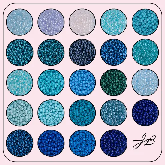 John Bead 12500pcs Assorted 24 Colors Glass Seed Beads 8/0 Jewelry Making Bead Box Blue Palette {2}
