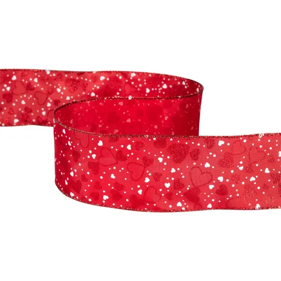 Northlight Hearts Valentine's Day Wired Craft Ribbon - 2.5" x 10 Yards - Red and White {5}