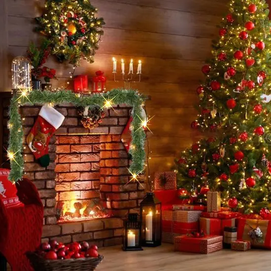 15 FT Prelit Artificial Christmas Garland with 35L Mini String Lights {6}