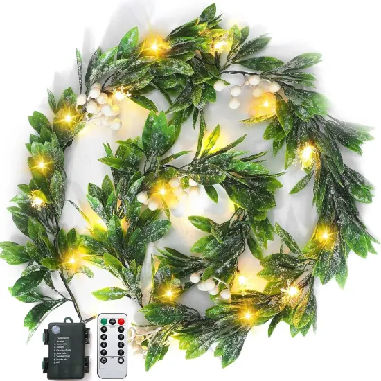 Christmas Garland Lighted Holly Berries Olive Garland {1}