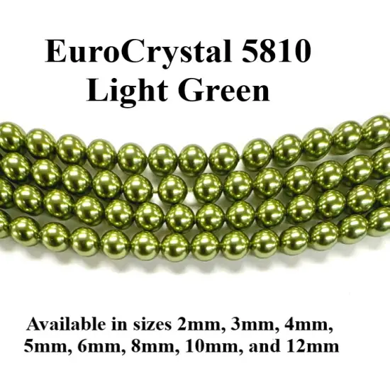 Light Green EuroCrystal 5810 Round Pearls - 2mm, 3mm, 4mm, 5mm, 6mm, 8mm, 10mm, and 12mm - Strands - Made in Austria {1}