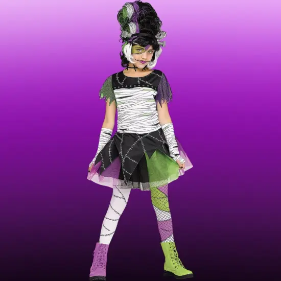 Monster Bride Child Halloween Costume with Dress Headband Tights {1}