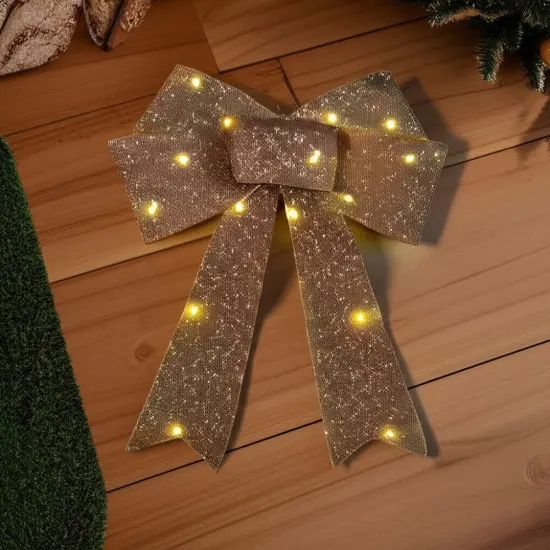 3 Pieces Pre Lit Christmas Bows Festive Holiday Decorations {2}